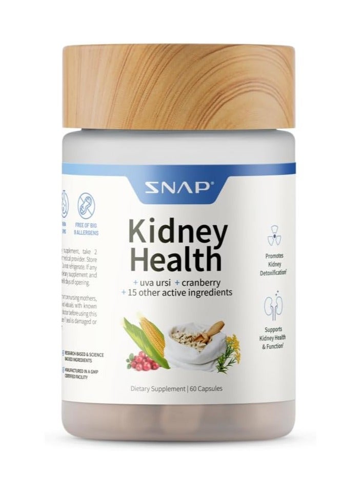 SNAP SUPPLEMENTS Kidney Health + Uva Ursi + Cranberry + 18 Other Active Ingredients Free Of Big 8 Allergens Promotes Kidney Detoxification Supports Kidney Health & Function, Dietary Supplement 60 Capsules - Image 2