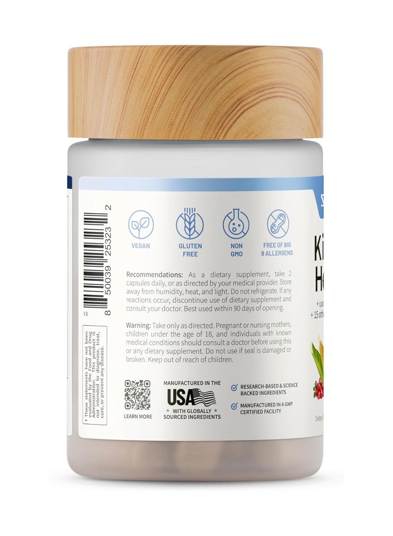 SNAP SUPPLEMENTS Kidney Health + Uva Ursi + Cranberry + 18 Other Active Ingredients Free Of Big 8 Allergens Promotes Kidney Detoxification Supports Kidney Health & Function, Dietary Supplement 60 Capsules - Image 3
