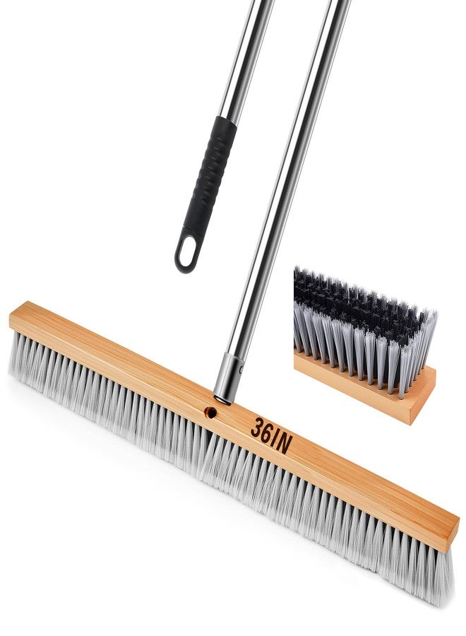 Maxdot 1 Pcs 36" Push Broom with Stainless Steel Telescopic Handle, Polypropylene Bristles, Heavy Duty Outdoor Indoor Push Large Broom with Handle for Smooth Surface Home and Garage Sweeping - Image 1