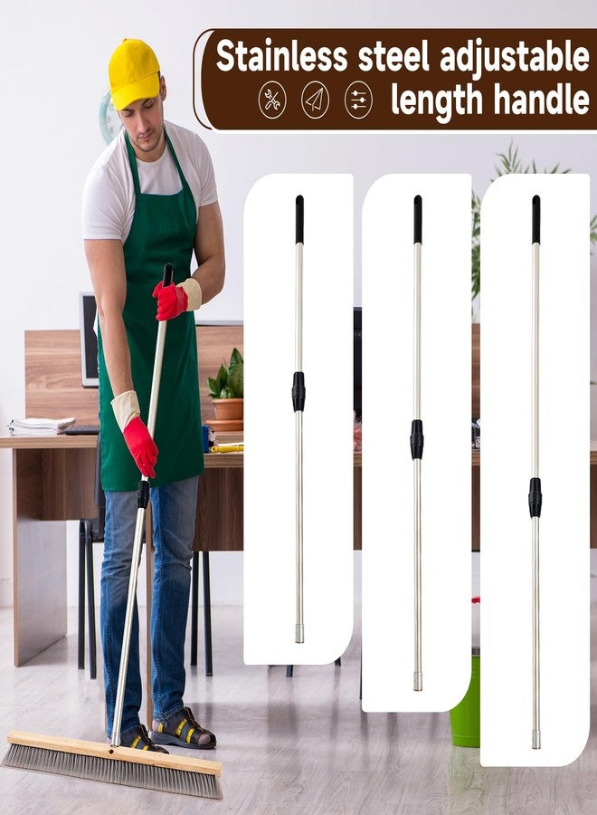 Maxdot 1 Pcs 36" Push Broom with Stainless Steel Telescopic Handle, Polypropylene Bristles, Heavy Duty Outdoor Indoor Push Large Broom with Handle for Smooth Surface Home and Garage Sweeping - Image 5