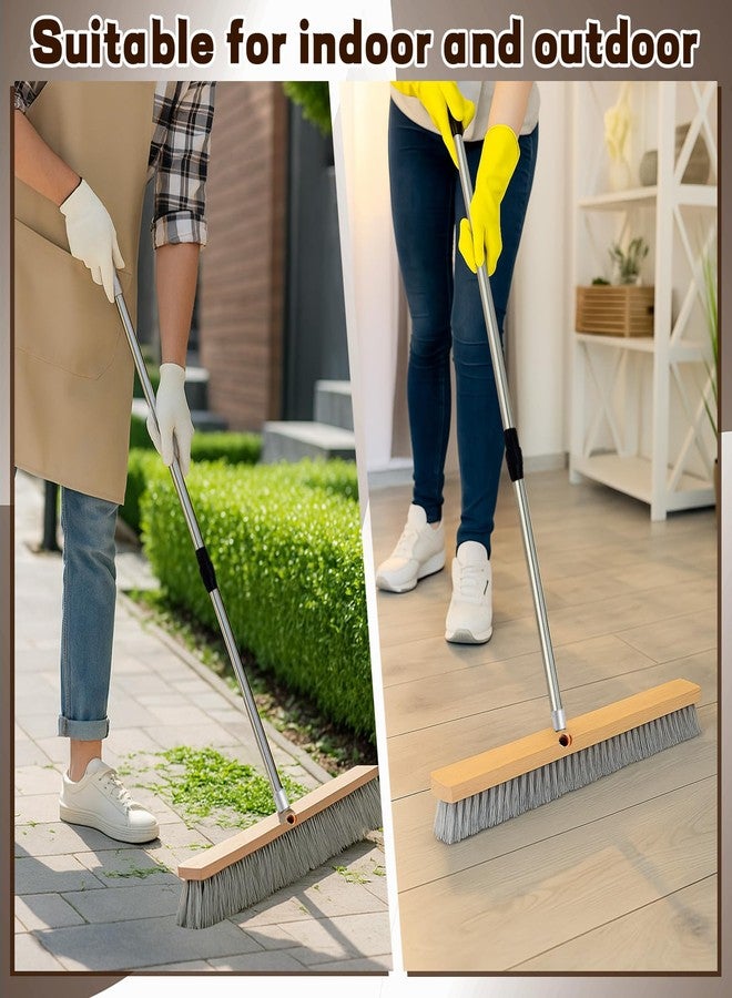 Maxdot 1 Pcs 36" Push Broom with Stainless Steel Telescopic Handle, Polypropylene Bristles, Heavy Duty Outdoor Indoor Push Large Broom with Handle for Smooth Surface Home and Garage Sweeping - Image 4