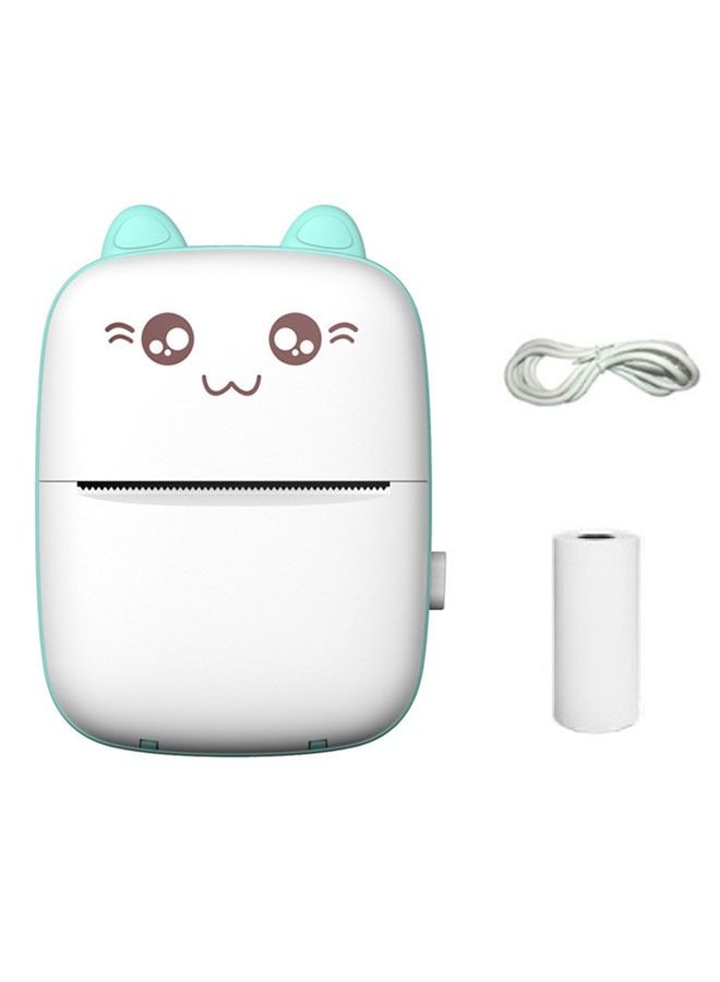 زي سي إم - هابي طابعة حرارية صغيرة محمولة متعددة الوظائف مع لفة ورق أزرق / أبيض - Image 1