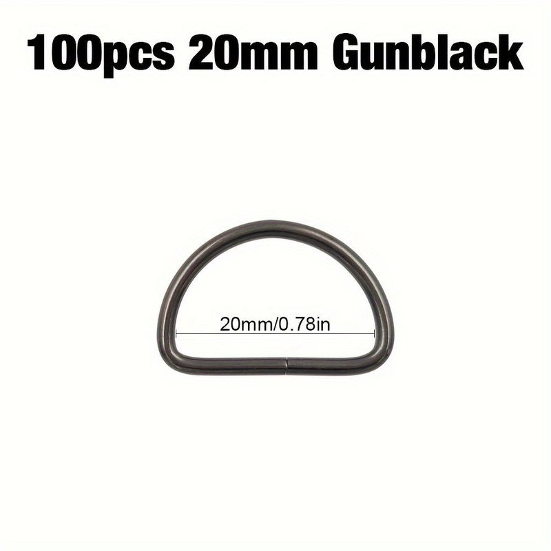 100 Pcs Gun Black 20mm Metal D Buckle - Image 1