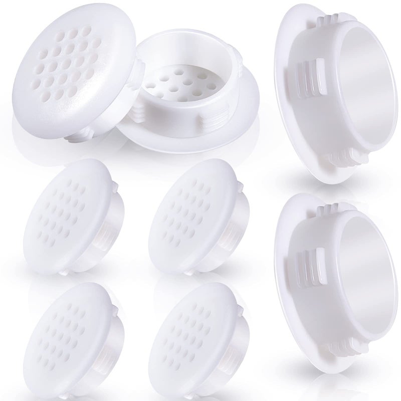 Queekay 16 x Plastic Round Mesh Louvered Vent Covers White Plastic Soffite Vents Round Enclosure Soffite Shoe Cabinet Vents 30mm - Image 1