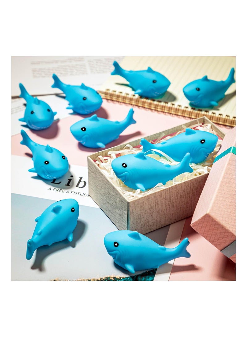 واي آند دي Rubber Sharks for Kids, Blue Shark Bath Toys Cute Floating Squeaky Mini Baby Shower, Classroom Carnival Prizes, Cake Decoration, Ocean World Gift Kids (25 Pcs) - Image 5