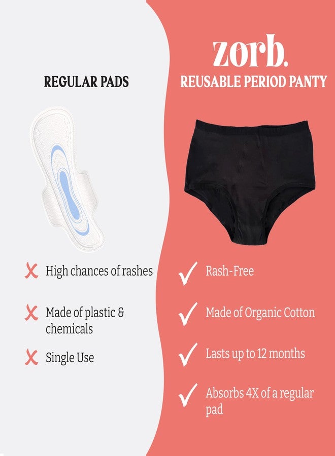 Zorb. Reusable Period Panty for Women | Comfortable Period Panties for Women Leak Proof | Absorbs Heavy Flow 4X of Sanitary Pad Black, Large (PO3) - Image 2