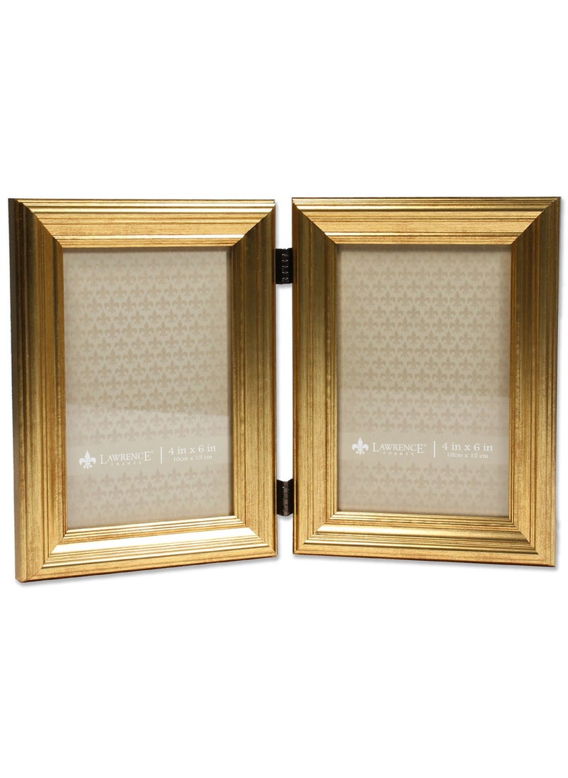 Lawrence Frames Lawrence Frames 4x6 Hinged Double Sutter Burnished Gold Picture Frame  - Image 1