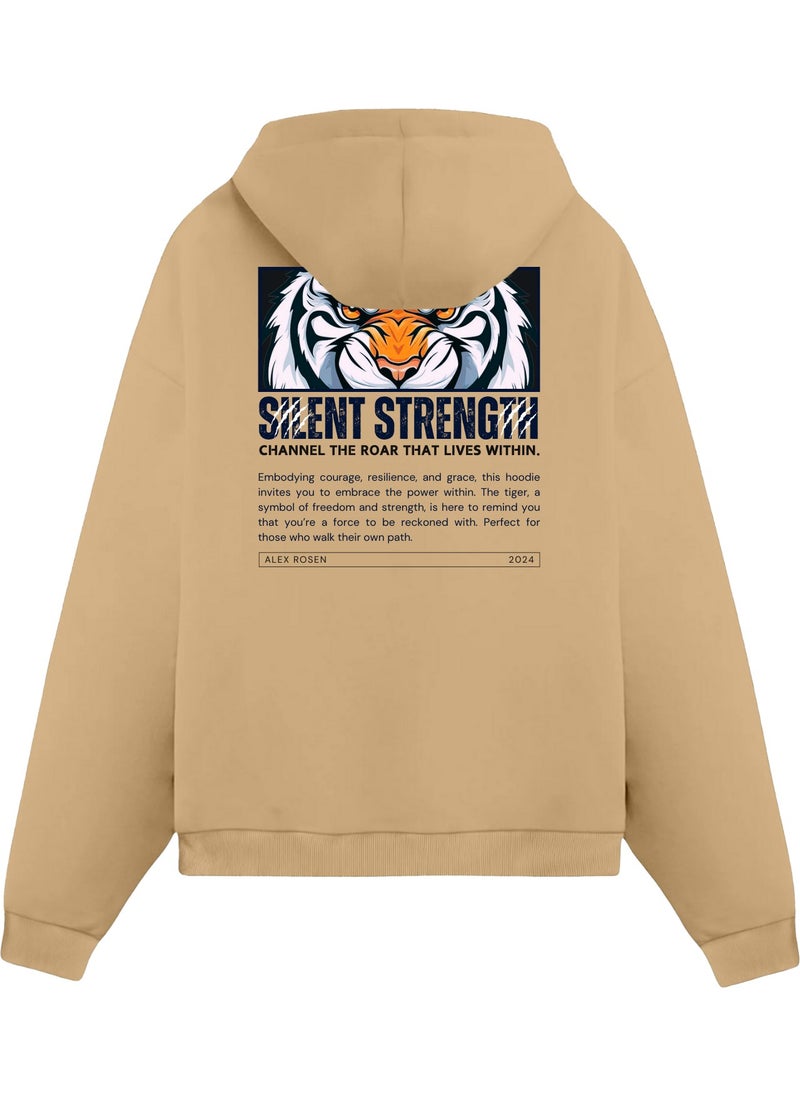 Alex Rosen Printed Brown Unisex Oversize Fit Cotton Hooded Sweatshirt  - Image 1