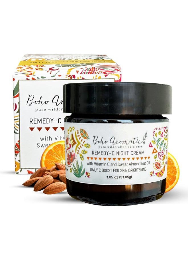 Boho Aromatic Remedy-C Night Cream, Facial Cream Skin Care, Vitamin C Face Serum in a Cream for face, Anti-Aging, Vitamin C Skincare, Natural and Organic Facial Moisturizer in a Glass Jar  - Image 1