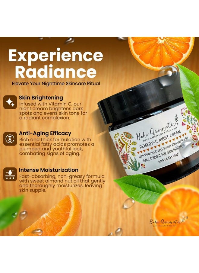 Boho Aromatic Remedy-C Night Cream, Facial Cream Skin Care, Vitamin C Face Serum in a Cream for face, Anti-Aging, Vitamin C Skincare, Natural and Organic Facial Moisturizer in a Glass Jar  - Image 2