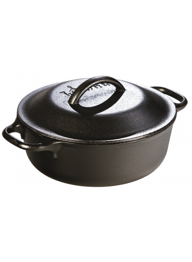 Lodge L2SP3 Cast Iron Serving Pot, Pre-Seasoned, 2-Quart,Black