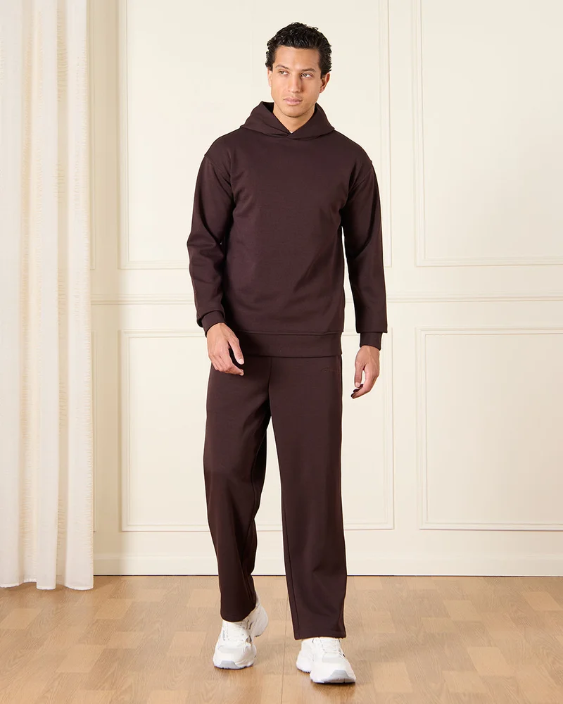Redtag Men Brown Lounge Hoodie Sweatshirt