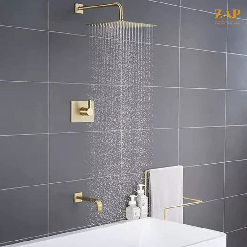 ZAP 3446 Overhead Shower/Stainless Steel Shower Head with Silicone Nozzles Rain Shower Head for Bathroom- (Gold) - Image 4