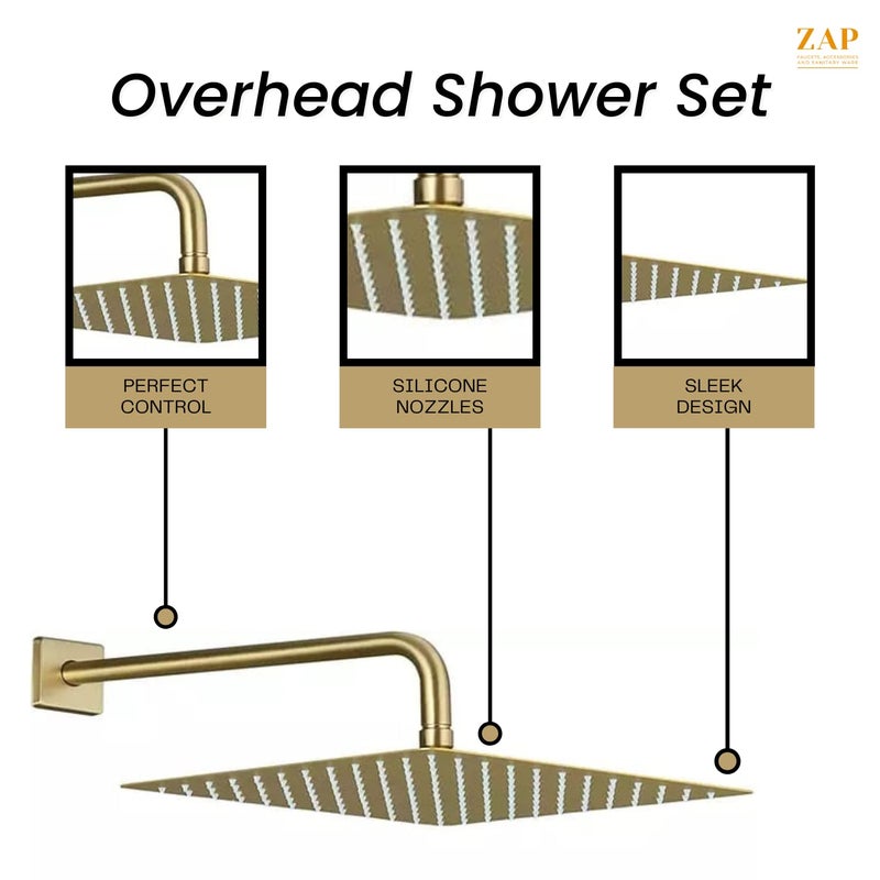 ZAP 3446 Overhead Shower/Stainless Steel Shower Head with Silicone Nozzles Rain Shower Head for Bathroom- (Gold) - Image 5
