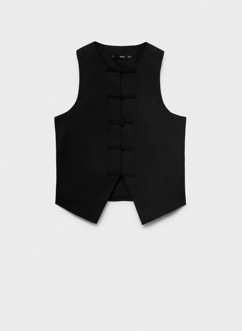MANGO Casual Linen Blend Suit Waistcoat