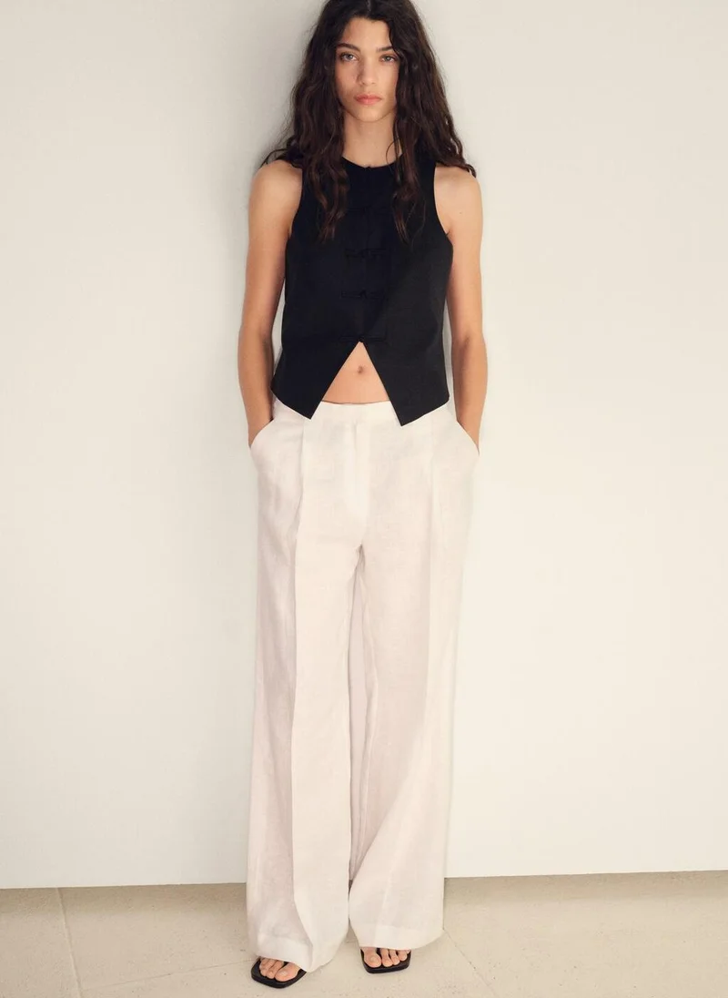 MANGO Casual Linen Blend Suit Waistcoat