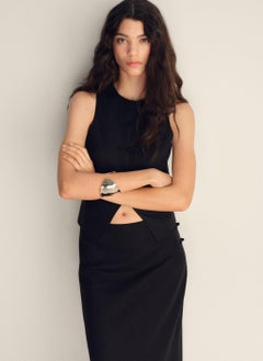 MANGO Casual Linen Blend Suit Waistcoat  - Image 1