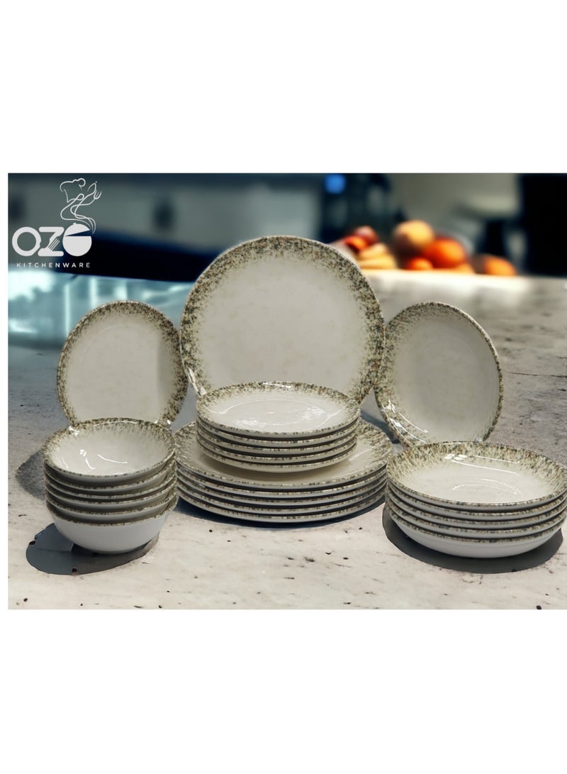 OZO 24 Pcs Porcelain Dinner Set - Made in Turkey - Image 1