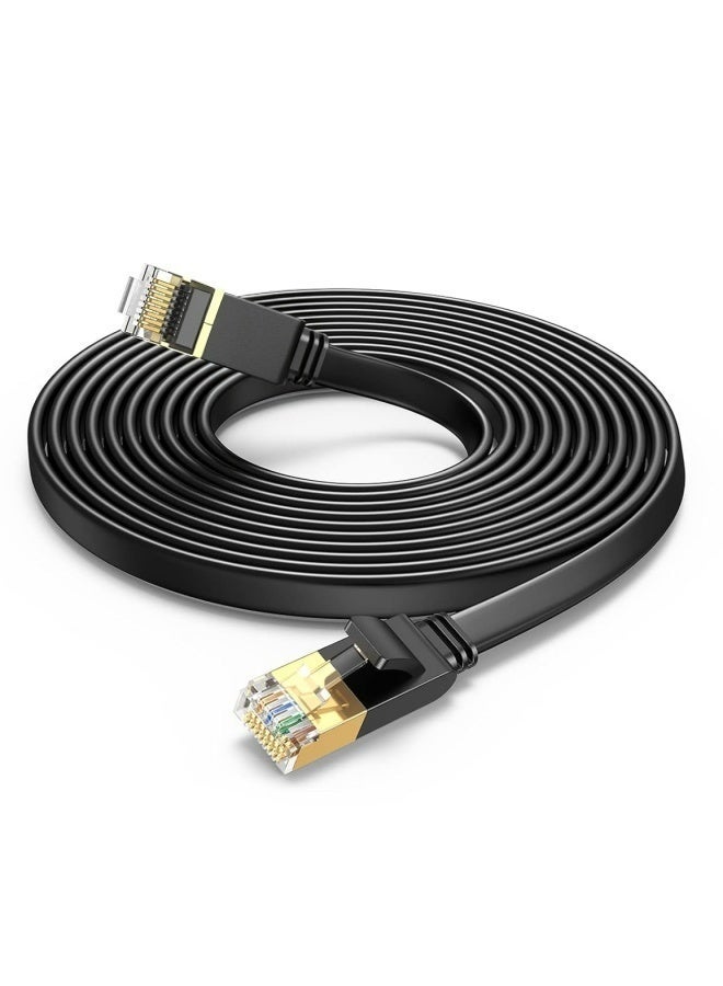 Apluynm Ethernet Cable Cat7 5M Gigabit Network Cord High-Speed Flat 10Gbps Shielded Internet Wire RJ45 Ethernet Cable Patch Compatible for Gaming PS5 PS4 PS3 Xbox Laptop Modem Router Computer - Image 1