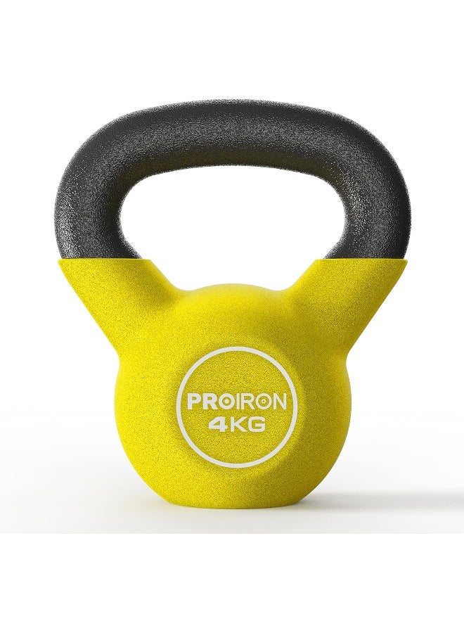 PROIRON Neoprene Coated Kettlebell Weights Solid Cast Iron Kettlebell, Strength Training Kettlebells for Weightlifting, Conditioning, Strength & Core Training - 4KG - Image 1