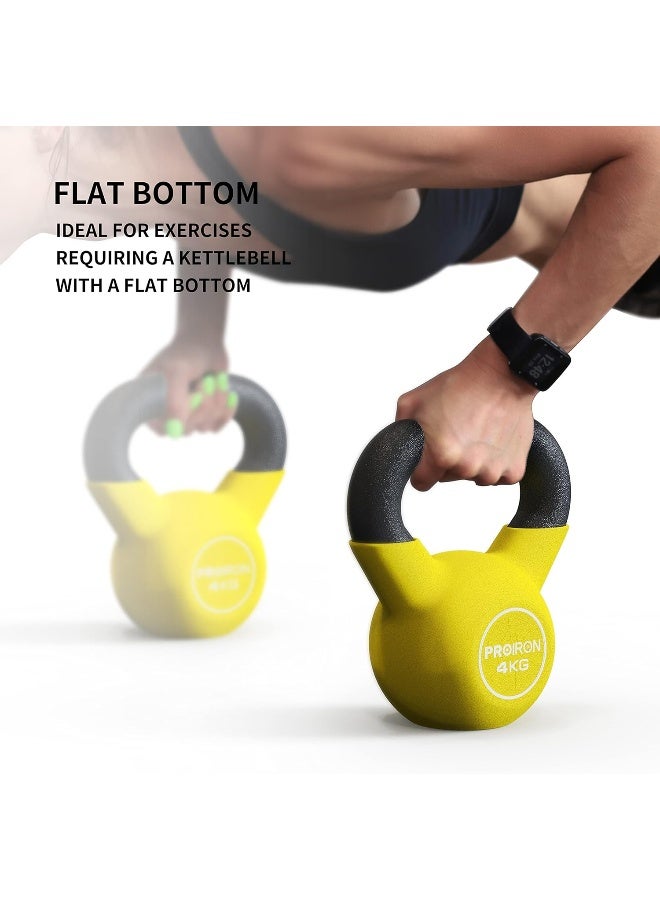 PROIRON Neoprene Coated Kettlebell Weights Solid Cast Iron Kettlebell, Strength Training Kettlebells for Weightlifting, Conditioning, Strength & Core Training - 4KG - Image 3
