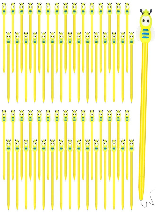 Fainne 60 Pcs Bee Pens Bulk Bees Black Ink Gel Pens for Kids School Supplies Classroom Cute Cartoon Pens Fine Point Roller Marker Pens for Bee Party Favors Gifts Teachers Students Friends 0.5mm - Image 1