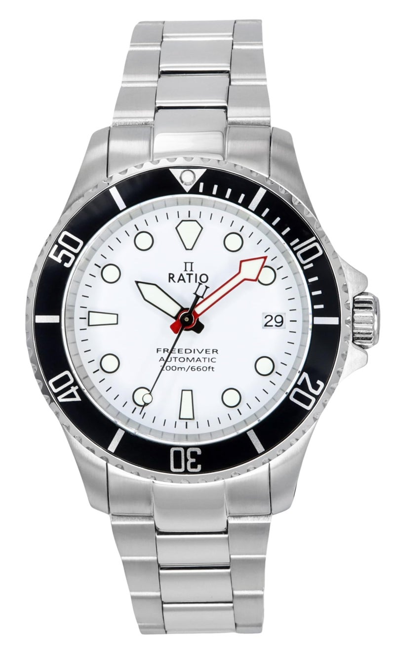 RATIO FreeDiver Sapphire Crystal Diver Watch Japanese Automatic Dive Watch 200m Water Resistant Diving Watch White