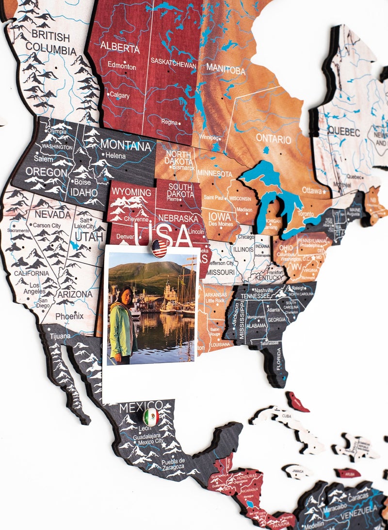 Enjoy The Wood Enjoy The Wood - 3D World Map in Onyx Wall Art Wood Travel Decor 3D World Map On Board Wall Rustic Decoration Housewarming Gift - Onyx Prime+  - Image 5