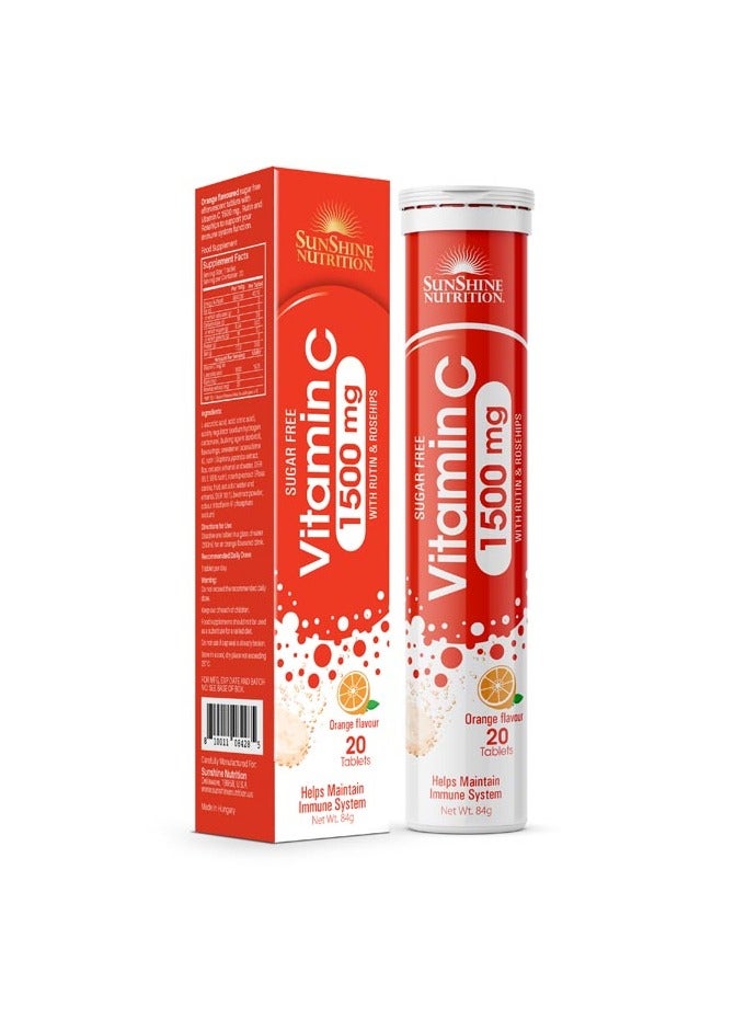 Sunshine Nutrition Vitamin C 1500mg Rutn & Rosyps Effervescent Tablets (20 Tablets)