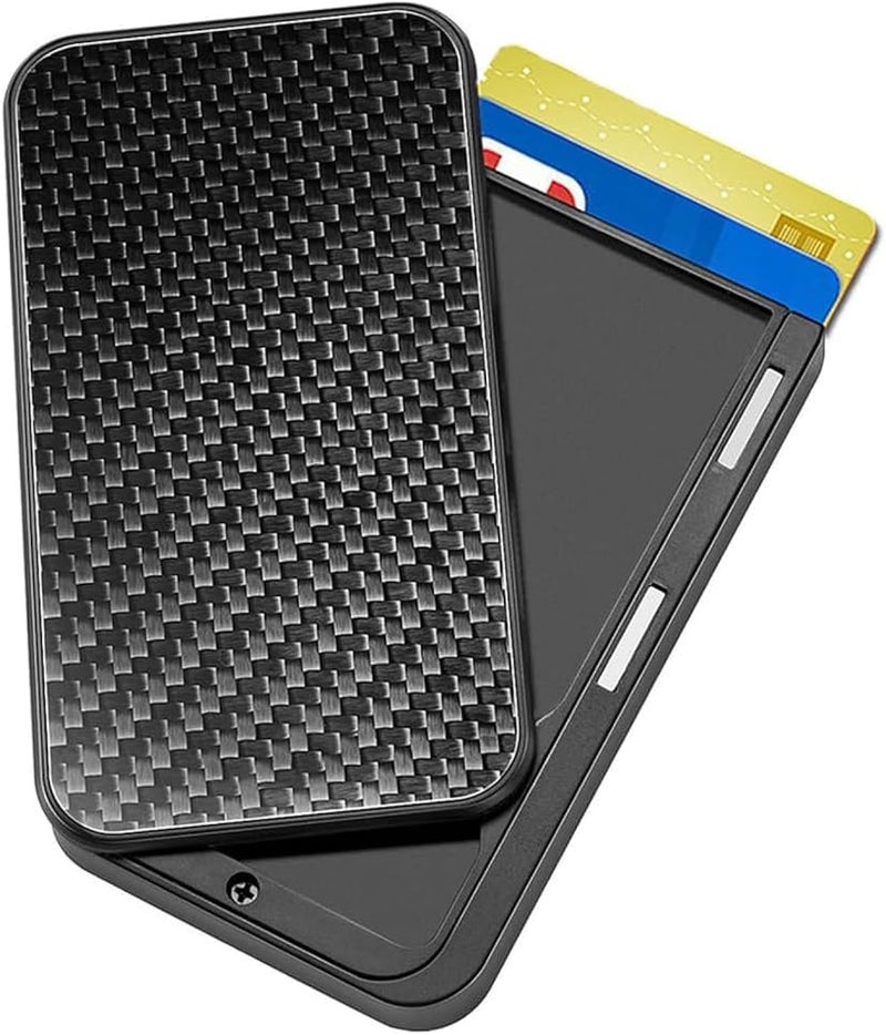 SOLARAE Slim Wallet for Men, Pop-up Wallet RFID Blocking Mens Wallet Bussiness Card Holder for Men Carbon Fiber Front Pocket Minimalist Wallet (Carbon Fiber) - Image 1