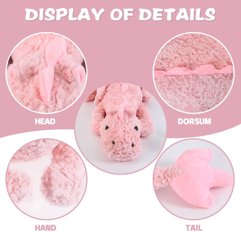 EOUOBOMO Cute Lucky Dragon Plush Pillow,Soft Flying Dragon Stuffed Animals-35.3inch Large Kawaii Dragon Animal Plushies Toy,Perfect Birthday Present for Adults and Children,Pink - Image 5