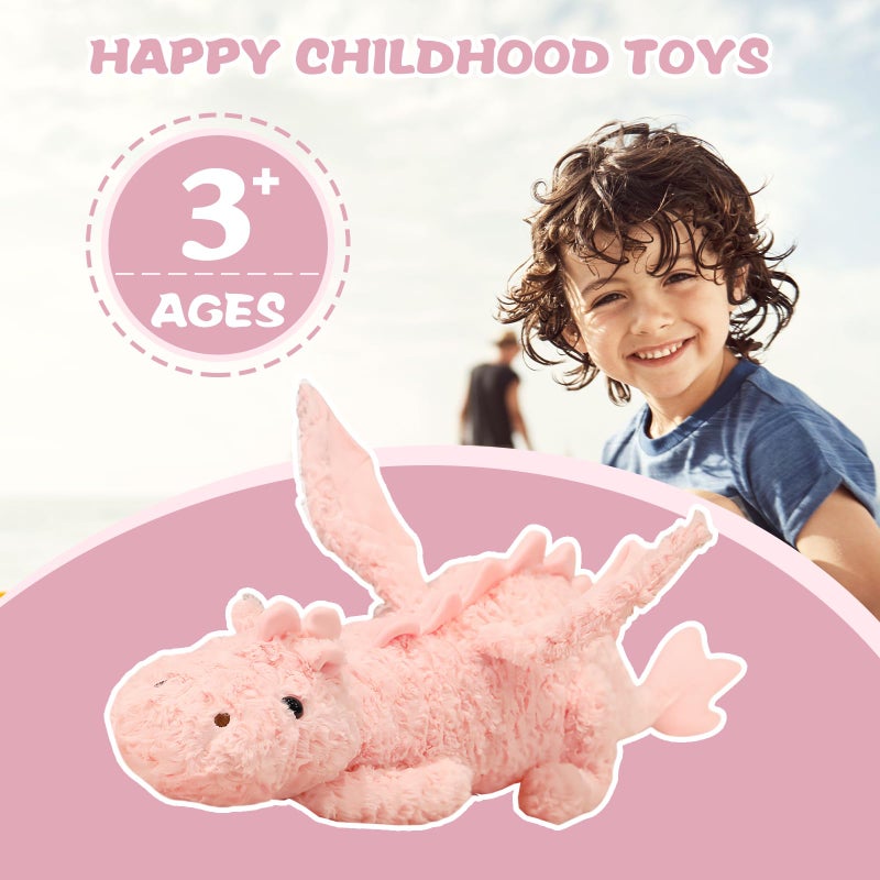 EOUOBOMO Cute Lucky Dragon Plush Pillow,Soft Flying Dragon Stuffed Animals-35.3inch Large Kawaii Dragon Animal Plushies Toy,Perfect Birthday Present for Adults and Children,Pink - Image 3