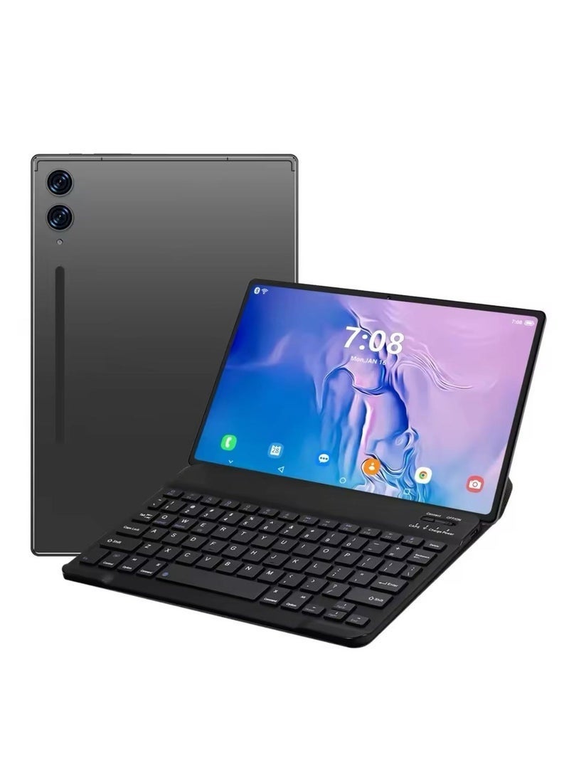 AirTab تابلت أندرويد S10 ألترا 5G واي فاي، شاشة HD بحجم 10.1 بوصة، 16 جيجابايت رام، 1 تيرابايت تخزين، بطارية 10000 مللي أمبير، كاميرا مزدوجة، لوحة مفاتيح عربية لاسلكية، تصميم نحيف وخفيف الوزن - أسود - Image 1