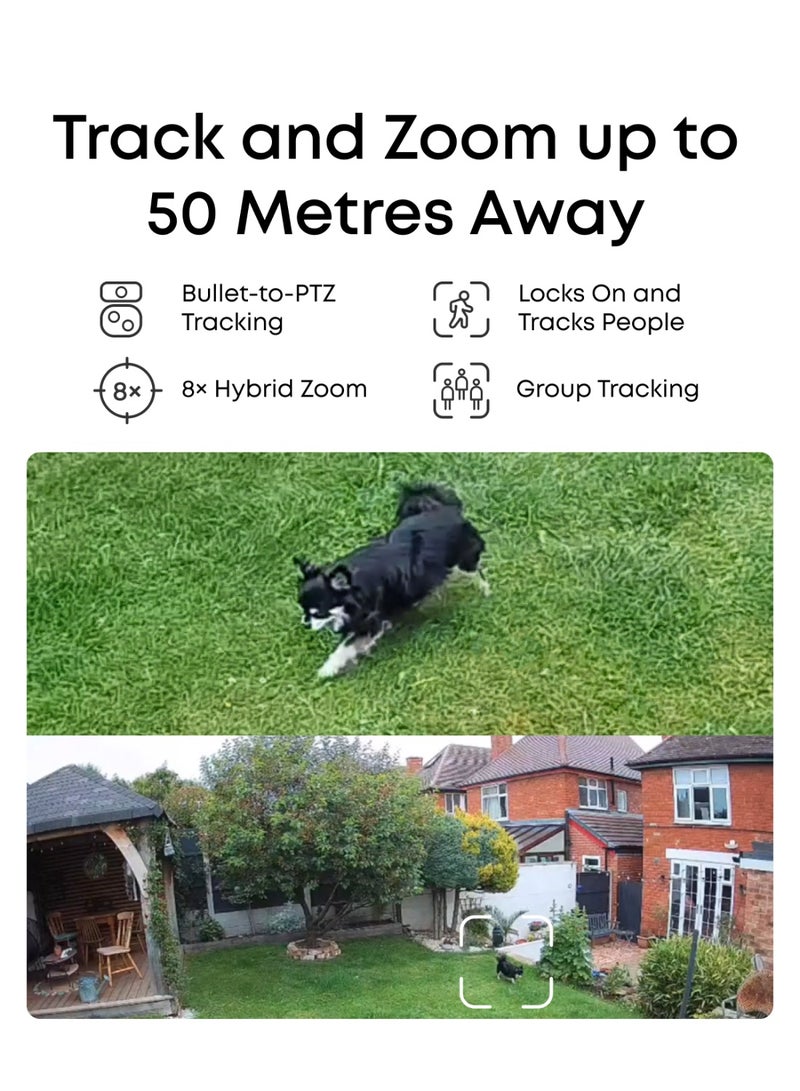 eufy Security PoE Bullet-PTZ CCTV Camera S4 Add-On, Wired Outdoor Cam, 4K UHD Triple Lens, 122° FOV, 360° Pan & Tilt, 8× Auto Zoom, AI Tracking, Red & Blue Lights, Colour Vision, 24/7 Recording, IP65 - Image 4