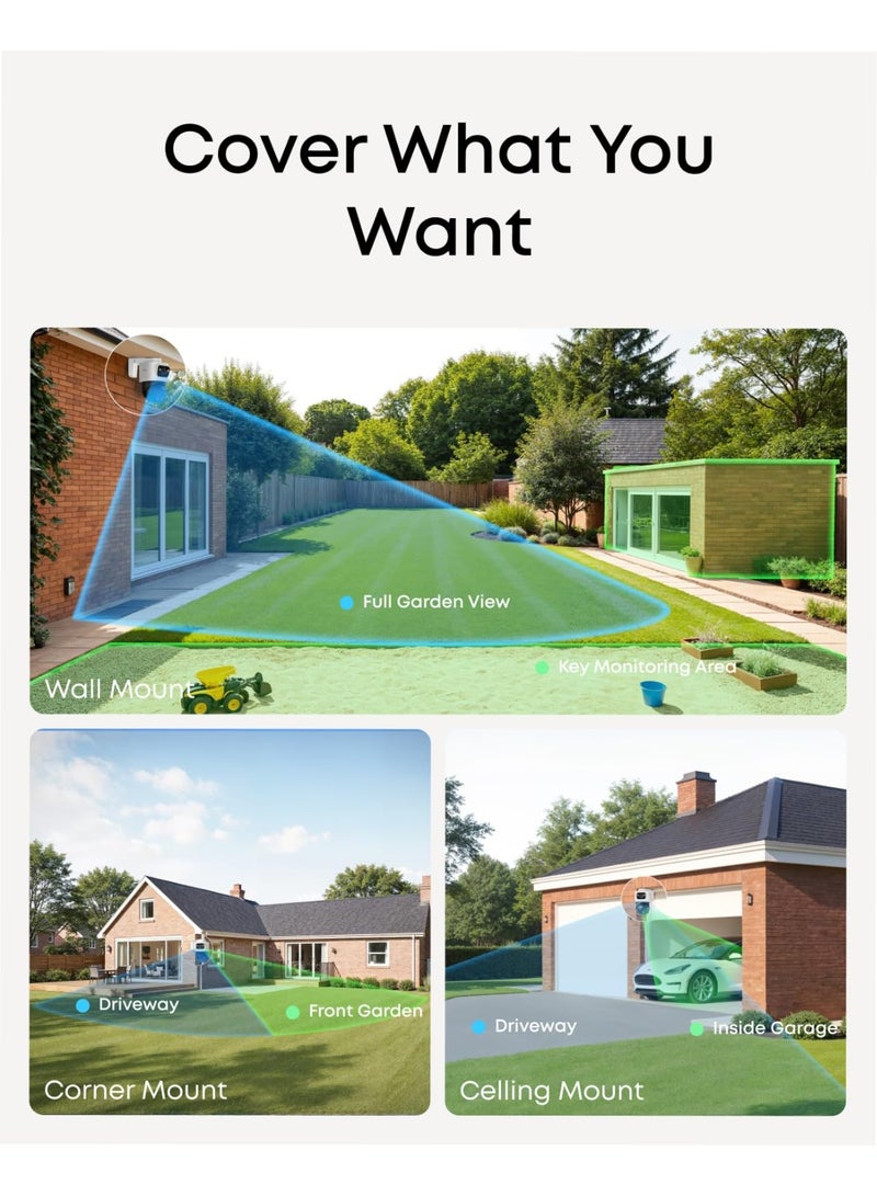 eufy Security PoE Bullet-PTZ CCTV Camera S4 Add-On, Wired Outdoor Cam, 4K UHD Triple Lens, 122° FOV, 360° Pan & Tilt, 8× Auto Zoom, AI Tracking, Red & Blue Lights, Colour Vision, 24/7 Recording, IP65 - Image 5