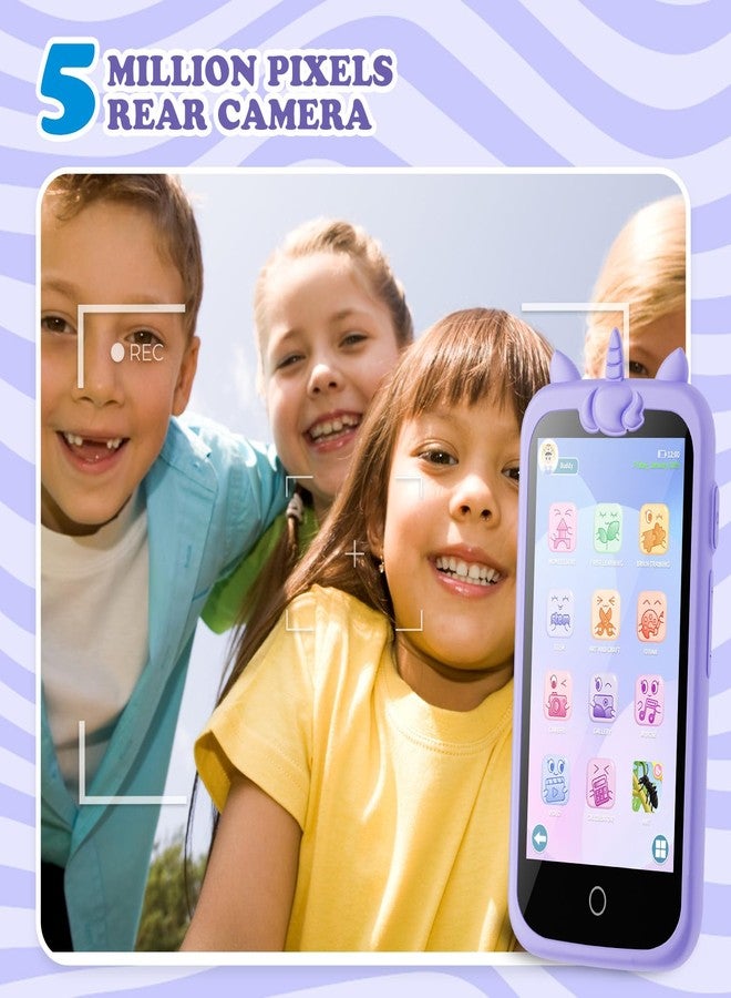 E teacher Kids Toys Phone, 3.97" Touchscreen Mini Phones for Kids, Learning Phone Puzzle Games, 1500mA Toys Cell Phone, 8GB Card Purple - Image 5
