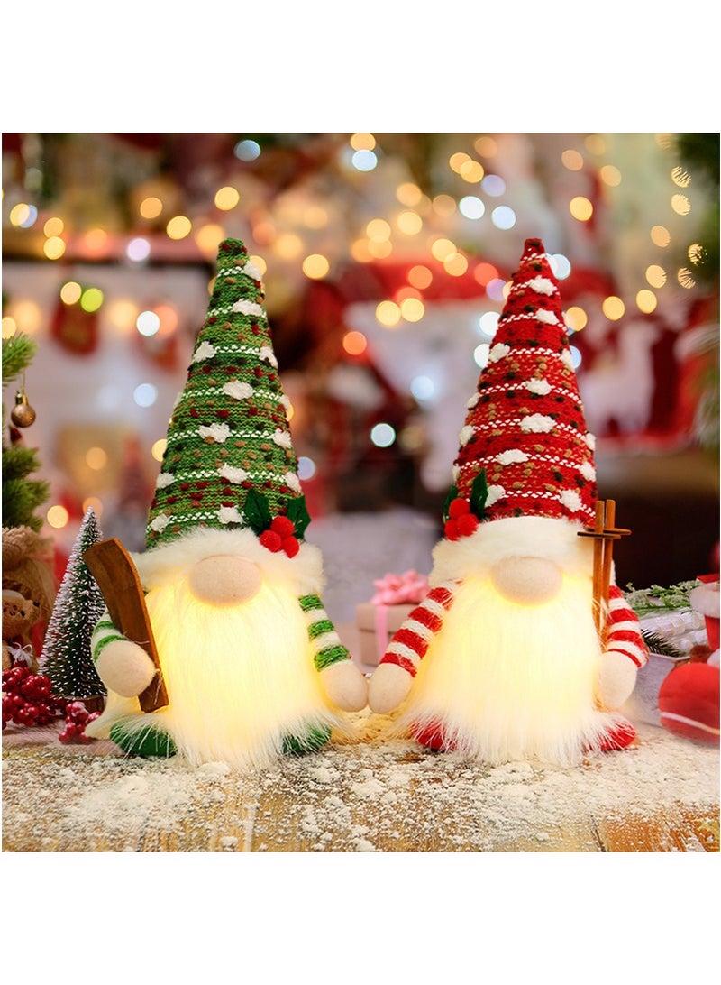 Yoawllty Gnome Christmas Decorations -Light Up Christmas Gnomes Plush Doll Ornaments Glitter Sequins Swedish Hat Leprechaun Dwarf Gift Home Table Decor - Image 3