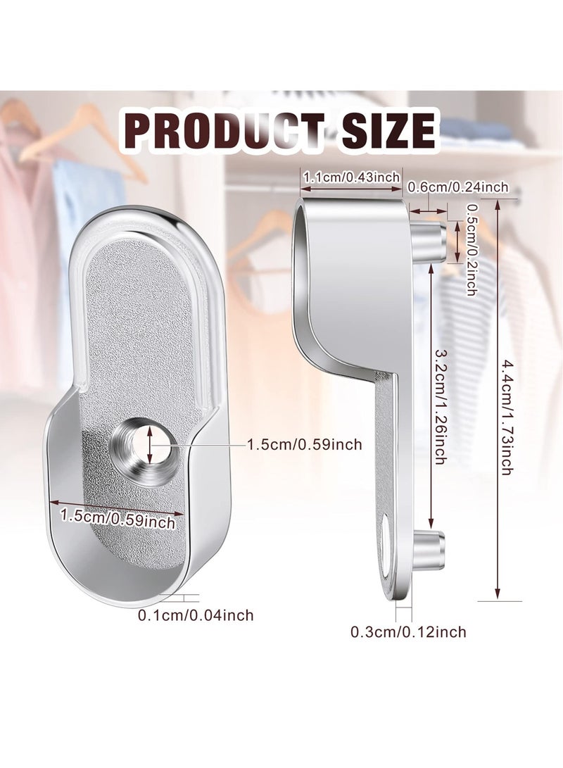 SOLARAE 6 Pcs Oval Wardrobe Hanging Rails Fittings, Wardrobe Pole Fittings, Wardrobe Rod Bracket Bracket for Wardrobe Shower Curtain Closet Curtain Wardrobe Closet, Polished Chrome Finish - Image 3