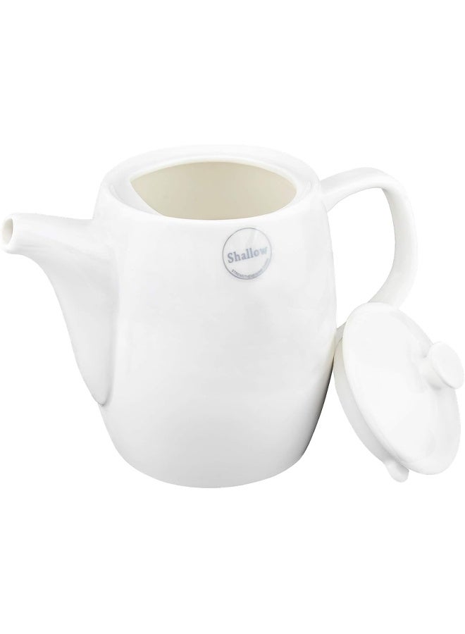 Shallow إبريق شاي ضيافة من البورسلين العظمي مع غطاء، 603 مل - Image 2
