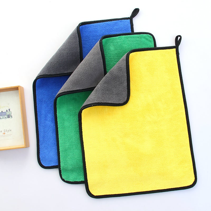 Coral Fleece Car Wash Towel Housekeeping Cleaning Cloth Double-Sided Thickened Settable Logo Car Beauty Car Towel - Image 3