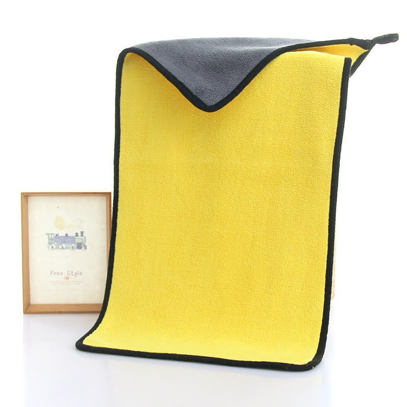 Coral Fleece Car Wash Towel Housekeeping Cleaning Cloth Double-Sided Thickened Settable Logo Car Beauty Car Towel - Image 1