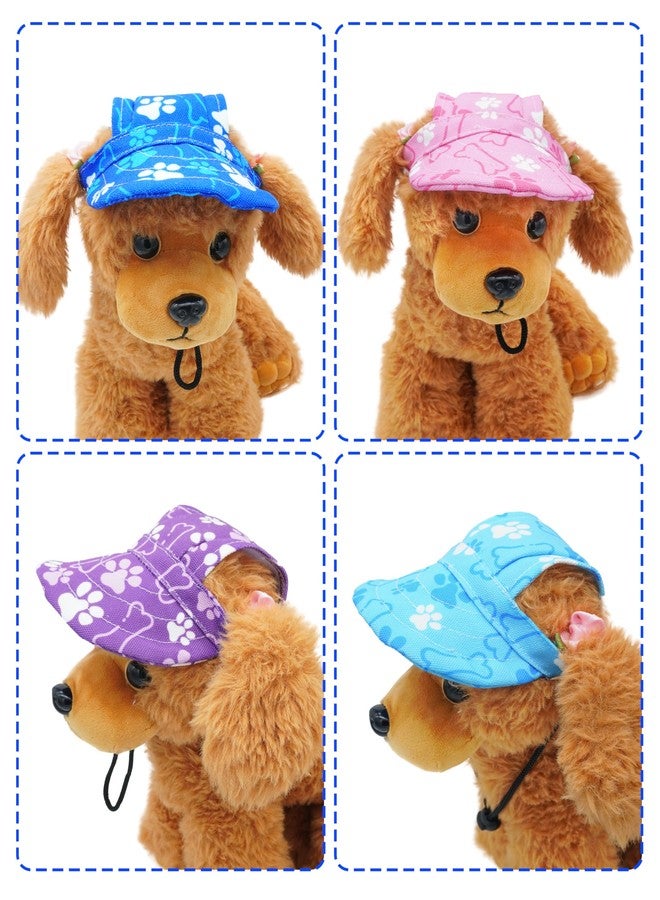PET SHOW Dog Baseball Cap Paw Print Dog Visors for Medium Large Dogs Waterproof Pet Sun Hats with Ear Holes Adjustable Drawstring Girl Puppy Hat -Purple/L - Image 3