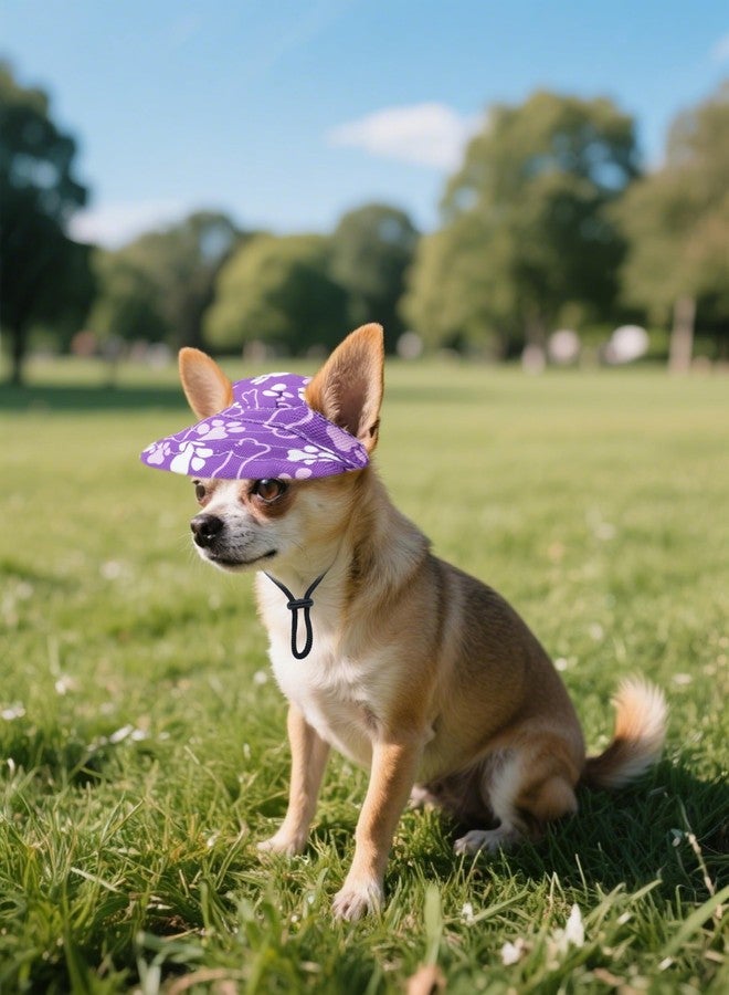 PET SHOW Dog Baseball Cap Paw Print Dog Visors for Medium Large Dogs Waterproof Pet Sun Hats with Ear Holes Adjustable Drawstring Girl Puppy Hat -Purple/L - Image 5