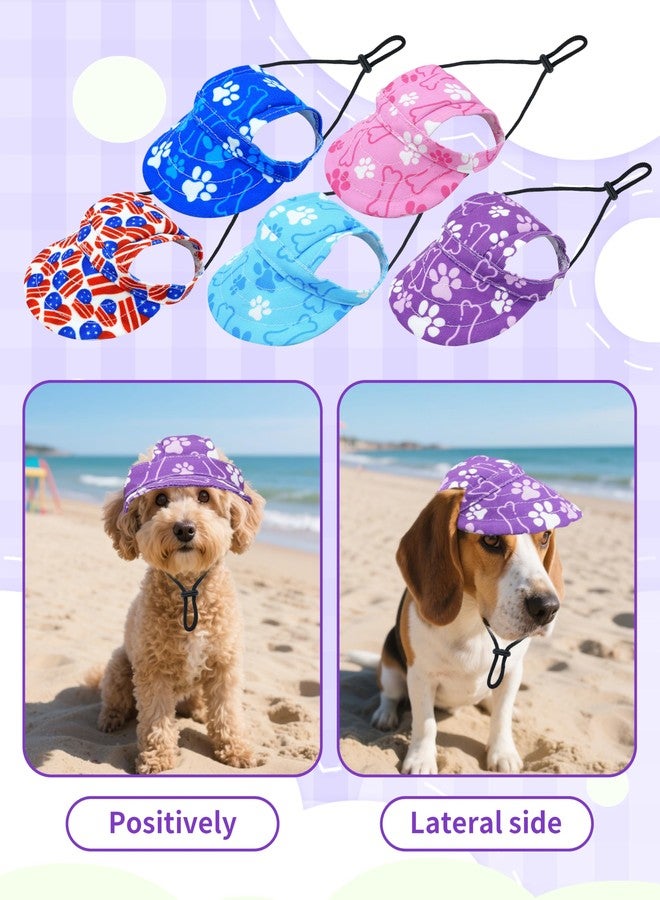 PET SHOW Dog Baseball Cap Paw Print Dog Visors for Medium Large Dogs Waterproof Pet Sun Hats with Ear Holes Adjustable Drawstring Girl Puppy Hat -Purple/L - Image 4