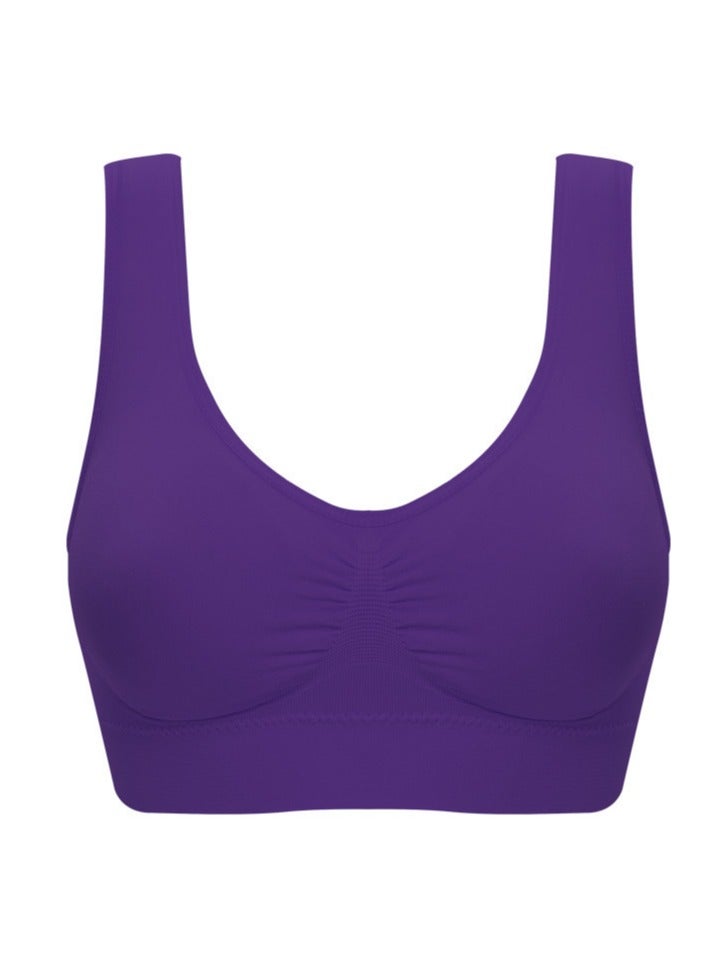 AROAQ Women Sports Bra, Fitness Sports Yoga Bra with Removable Padding,  Double-layer Seamless  Sports Bra without Rims, Comfortable Soft Bra for Workouts Running Yoga Trainings, (Size S, Purple)  - Image 1