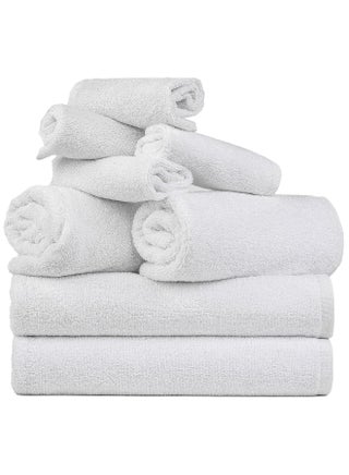 Bliss Casa Indigo 100% Cotton 8 Piece Towel Set - 600 GSM 2 Bath Towels, 2 Hand Towels, 4 Washcloths - Hotel Towels Super Absorbent and Soft Bathroom Towels, Ideal Hotels and Restaurants