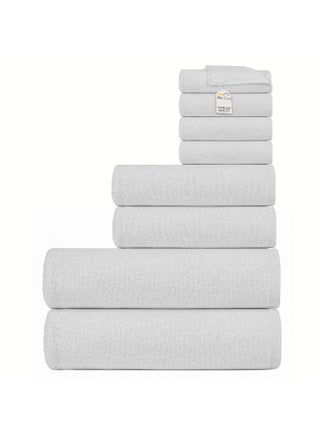 Bliss Casa Indigo 100% Cotton 8 Piece Towel Set - 600 GSM 2 Bath Towels, 2 Hand Towels, 4 Washcloths - Hotel Towels Super Absorbent and Soft Bathroom Towels, Ideal Hotels and Restaurants