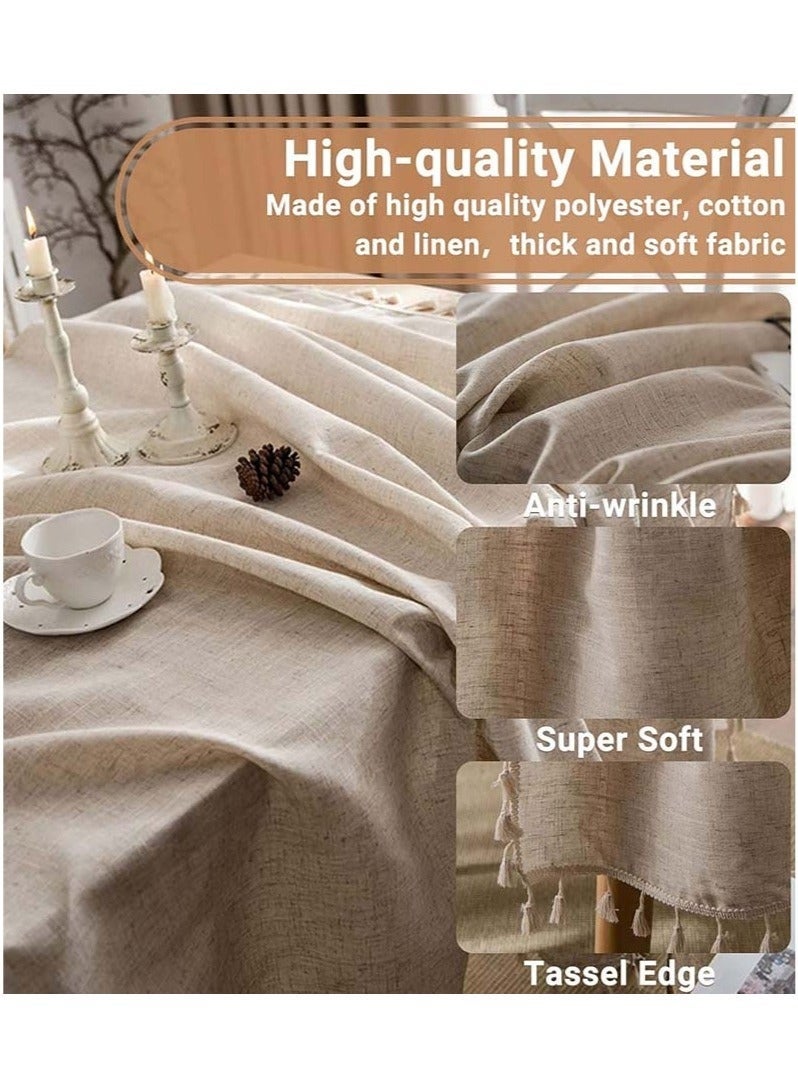 Bukela Rectangle Table Cloth Cotton Linen Tablecloth with Tassel Dust-Proof Table Cover for Kitchen Dinning Tabletop Decoration 140 X 200 CM - Image 2