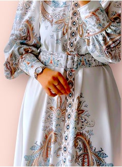 OLUDENIZ Women's long dress, new style clothing, Contemporary Floral-Patterned Dress for Women - Modern Design in Size 36, Long Sleeve Dress, Fashionable Dress with Elegant Chic Style Wear and Formal Occasions  - Image 2