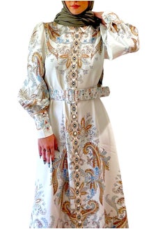 OLUDENIZ Women's long dress, new style clothing, Contemporary Floral-Patterned Dress for Women - Modern Design in Size 36, Long Sleeve Dress, Fashionable Dress with Elegant Chic Style Wear and Formal Occasions  - Image 3
